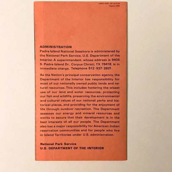 Vintage 1978 Padre Island National Seashore Texas Map Travel Guide Brochure - Picture 2 of 11